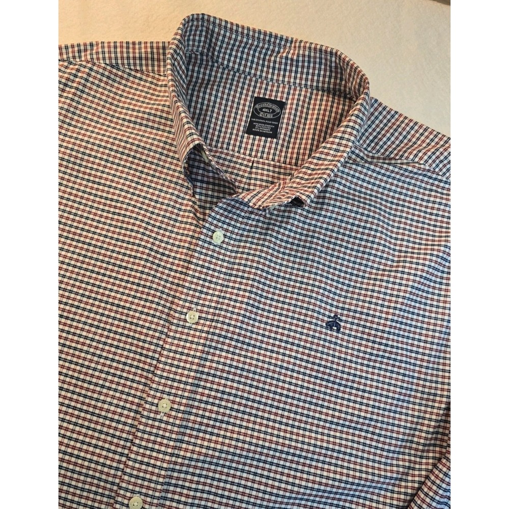 Brooks Brothers 1818 Men's 4XLT Button Down Long Sleeve Plaid Non Iron Stretch
